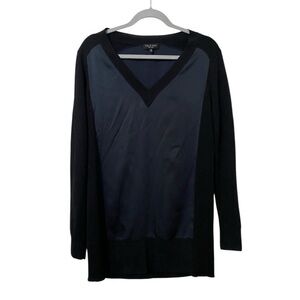 Rag & Bone Women's Vivienne Navy Black V-Neck Slip On Tunic Top